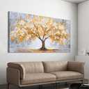 TAIJXAGSG Large Canvas Wall Art Decor Tree Wall Art Pictures For Living Room Art Work For Wall Decor Modern Botanical Wall Art Prints Golden Tree of Life Wall Art Decor Bedroom Office Decor 29" x 58"