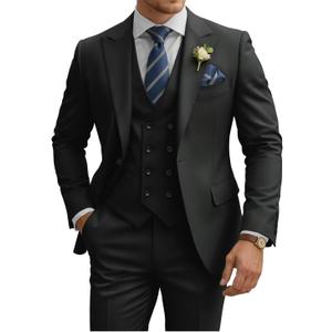 Mens Suit 3 Piece Slim Fit Suits for Men Double Breasted Suit Wedding Prom Suits Formal Business Dinner Tuxedo, XL