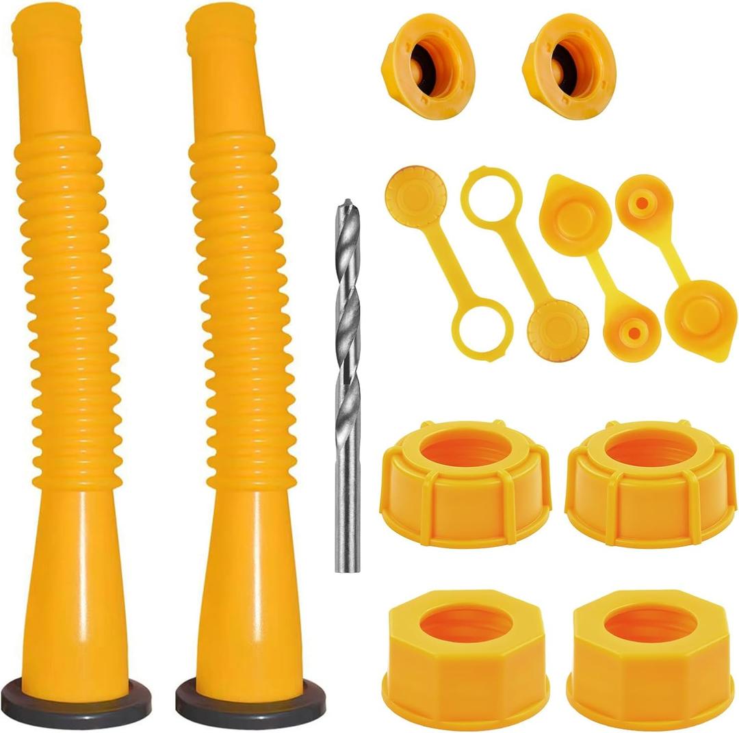 Gas Can Spout Replacement Kit, Gas Can Nozzle Replacement (2 Kit-Yellow) All gaskets are installed and ready to use upon receipt. For 1/2/5/10 gallon gas can. Easy and convenient to use