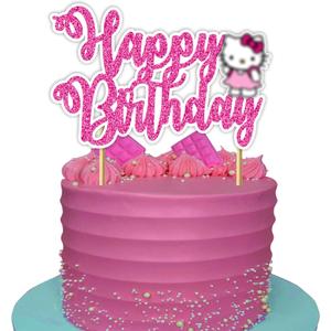 Kawaii Cute Cartoon Cat Happy Birthday Cake Topper Decoration, Adorable Cat Theme Birthday Cake Topper for Celebration, Party Cake Decoration for Dessert Table, Photo Display and Event Supplies