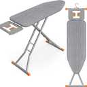 SONGMICS Ironing Board, Retractable Iron Rest, Foldable Iron Board, 43 x 13 Inches, Space-Saving, Height Adjustable, Padded with Cover, Hook, Dove Gray ULLB003GD02S
