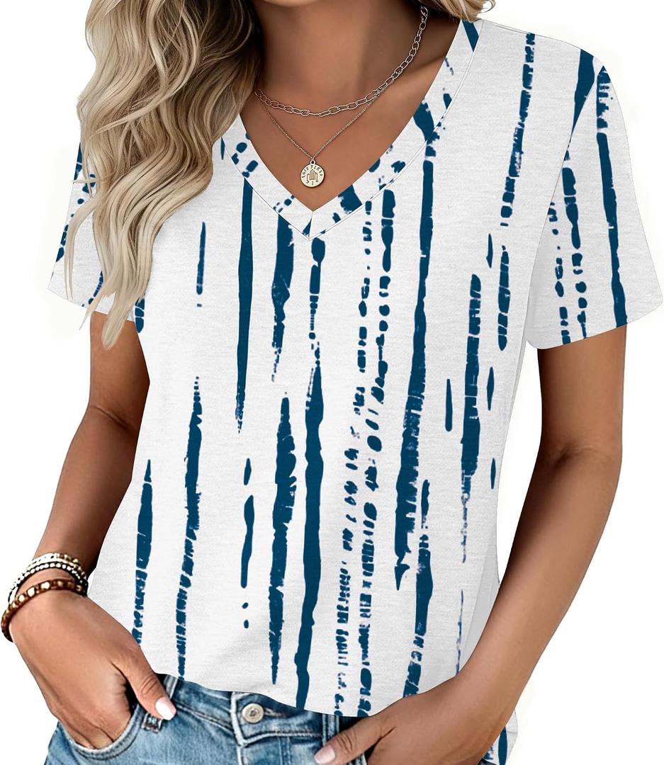 Zeagoo Womens V-Neck Tops Summer Casual Short Sleeve Tshirts S-3XL | Basic Tee Shirts, Business Classic Spring, Soft Breathable, Regular Fit, Perfect for Daily Wear, and Work Outings (XXXL)