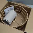 Boho Rattan Lamp Shade, 12.6" Top x 12.6" Bottom x 7.68" High, Natural Rattan & Linen Double Layer Lamp Shades for Floor Lamps Table Lamps Chandelier, UNO Fitter Lampshade Replacement, Easy Assembly