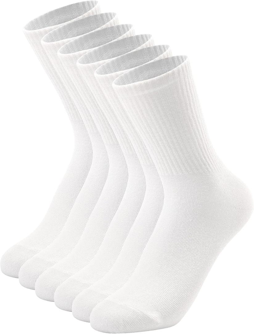 DOKUTOKU 3-12 Pack Womens Crew Socks Size 6-9 LightWeight Thin Casual Calf Socks (D2048-3W), Size: 6-9