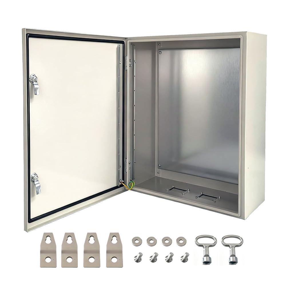 YcXingnon Steel Electrical Box, 24x16x12 Waterproof & Dustproof IP66 Steel Enclosure,1.5mm Carbon Steel Junction Metal Box for Indoor and Outdoor Wall Mounted
