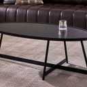 Shrine Wood Coffee Table, Walnut Table for Living Room, Metal Wood Table, 43.3" D x 21.6" W x 15.7" H, Black Wood Base & Metal Frame