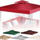 Flexzion Gazebo Cover Replacement Canopy Top 8x8 Ft (2.4m x 2.4m) - Double Tier Top Canopy Cover Replacement with UV30+, Dirt, Water Resistant for Outdoor, Sunshade, Garden, Patio, Pavilion (Red)