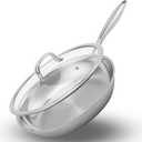 Stainless Steel PanNon-Toxic PFAS, PFOA & PTFE Free, Compatible With All Cooktops & Induction Safe, Oven Safe Pan for Searing & Sauting, Long Lasting Cookware. (12 Inch)