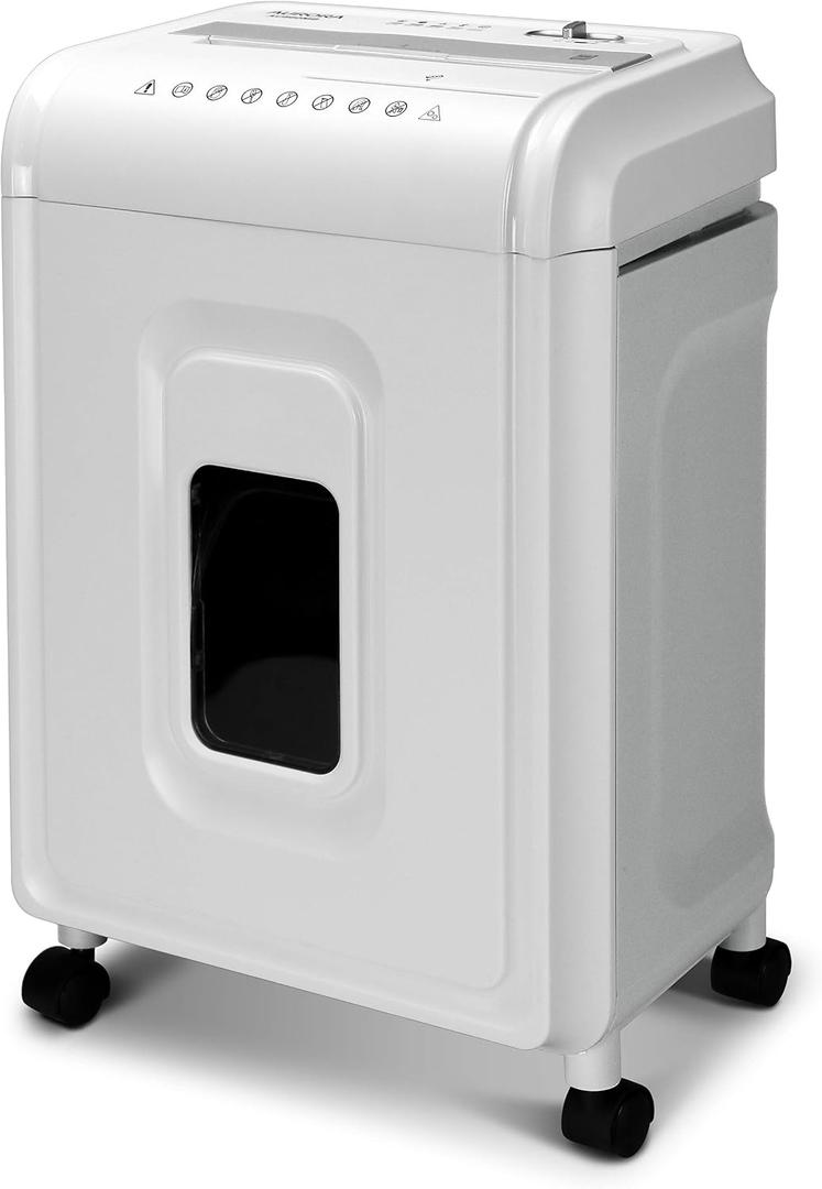 Aurora AU1262XA Anti-Jam 12-Sheet Crosscut Paper and CD/Credit Card Shredder, White/Gray