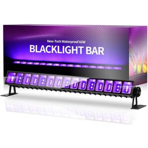 42W LED Black Light Bar, IP66 Waterproof Blacklight Bar with 6ft Cord+Plug+Switch, Black Lights for Glow Party, Fluorescent Poster, Body Paint, Birthday, Halloween, Bedroom, Classroom
