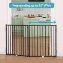 No Pawblems Free Standing Dog Gate, 30" Tall Foldable Dog Fence for Indoor, Up to 52 Inch Extra Wide Puppy Gate Extension for Stairs, Hallways, Doorways, Deck, Yard (Black, 2 Panels)