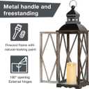Glitzhome Farmhouse Lanterns Decorative Indoor, 2 Pack Wood/Metal Decorative Candle Lanterns, Vintage Lantern Decor Large Floor Lanterns for Home Decor, Brown (No Glass)
