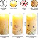 Eywamage Fiber Optic Flameless Pillar Candles with Remote Set of 3, Butterfly Floral Spring LED Candles Battery Operated Gift 3" H 6"
