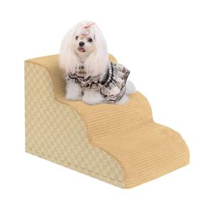 Dog Stairs Ramp for Couch 15.7" H, 3-Step Pet Stairs for Small Dogs with High Density Foam, Dog Slope Stairs with Durable Non-Slip Bottom for Puppy Khaki
