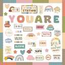 90 Pcs Boho Affirmation Station Classroom Bulletin Board Set Motivational Bulletin Board Back to School Positive Affirmations Accent Cutout Mirror Growth Mindset Decor for School Office Home