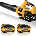 EWORK Cordless Leaf Blower 21V Electric Leaf Blower with (2) 3.0Ah Batteries and Fast Charger, Variable Speed, Turbo Mode, Battery Powered Handheld Leaf Blowers for Lawn Care and Clearance Yard Leaves (Yellow)