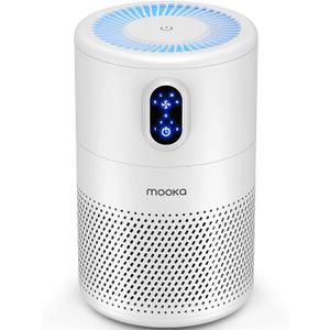 MOOKA Air Purifiers for Home Large Room up to 1076ft, H13 True HEPA Air Filter Cleaner, Odor Eliminator, Remove Smoke Dust Pollen Pet Dander, Night Light, B-D02L White