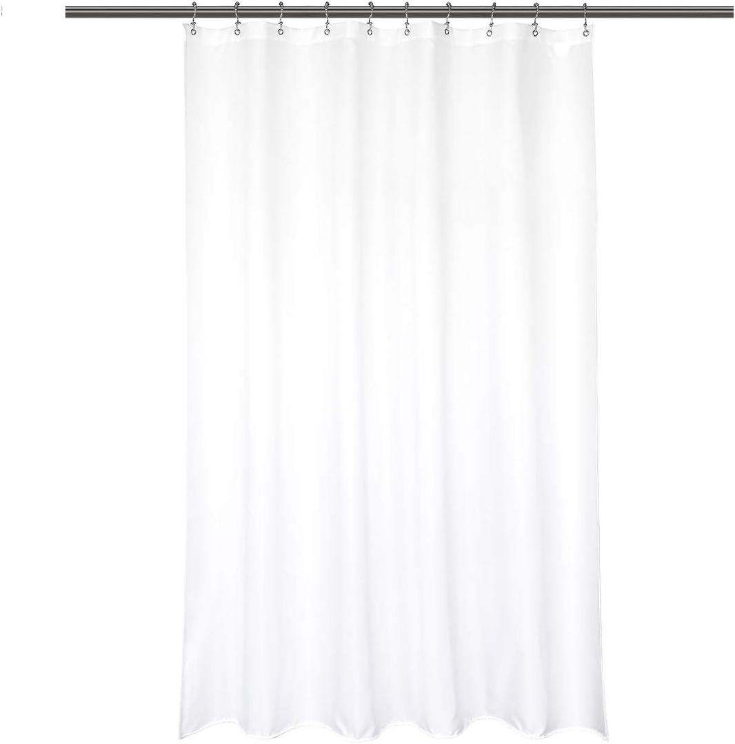 Barossa Design Waterproof Fabric Stall Shower Curtain Liner Microfiber 54" W x 72" H - Hotel Quality, Machine Washable, White Shower Liner for Bath Tub, 54x72