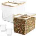 Teenyyou 2 Pack 30 Lbs Airtight Dog Food Storage Container with 2 Scoops, Clear Cat Food Container Storage Bin with Measuring for Dog Cat Bird Other Pet