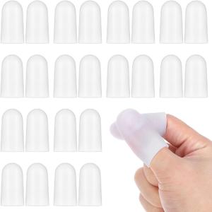 26Pcs Silicone Finger Cots, Rubber Finger Protectors, Gel Fingers Cot Caps Cover Sleeves, Thumb Guard for Cracking, Calluses, Blisters, Arthritis, Trigger, Hangnail Pain Relief(White)