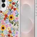 MOSNOVO Case for Samsung Galaxy S25 Edge, [Buffertech 6.6ft Military-Grade Drop Protection] [Anti Peel Off Tech] Clear TPU Bumper Phone Case Cover Design - Blossom & Bloom
