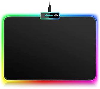 Hcman RGB Gaming Mouse Pad, Small Mousepad 340×245×3mm, PC Gaming Accessories LED Mouse Mat for Desk, Mouse Pads Boy Gifts for Computer Gamer - Black