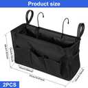 2 Pack Bedside Caddy, Large Capacity Bedside Storage Organizer with Metal Hook Adjustable Strap, Oxford Cloth Hanging Storage Bag for Bedroom, Kitchen, Office, Hospital and RV Camper