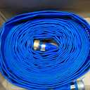 DAVCO 1" ID x 50 ft Pool Backwash Hose, Heavy Duty Reinforced Blue PVC Lay Flat Water Discharge Pump Hoses For Swimming Drain Pools and Clean Filters, With Aluminum Pin Lug Fittings