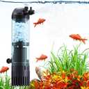 Submersible Aquarium Filter 20-50 Gallon Fish Tank Filter with Fluid Bed and Biochemical Sponge, Aeration System 165 GPH Water Pump, Ultra-Quiet, for Saltwater and Freshwater