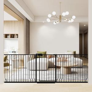 WAOWAO 85.83-95.25" Extra Wide Baby Gate Pressure Mounted 30" Tall Black