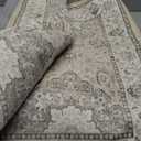 Hallway Washable Runner Rug - 2'6x12 Kitchen Rugs Entryway Rug Runner Vintage Soft Floor Mat Non Slip Indoor Farmhouse Carpet for Bathroom Living Room Bedroom (2'6''x12', Beige)