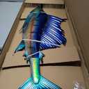 LIFFY Metal Fish Wall Art,36" Large Sailfish Wall Decor with Led Lights,Indoor Outdoor Mounted Tropical Swordfish Hanging Decorations for Home Living Room Bedroom Garden Patio