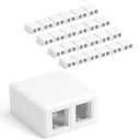 VCELINK Keystone Jack Surface Mount Box 2-Port for UTP Cat6/Cat5e/Cat5 RJ45 Keystone Jacks, 25-Pack, White
