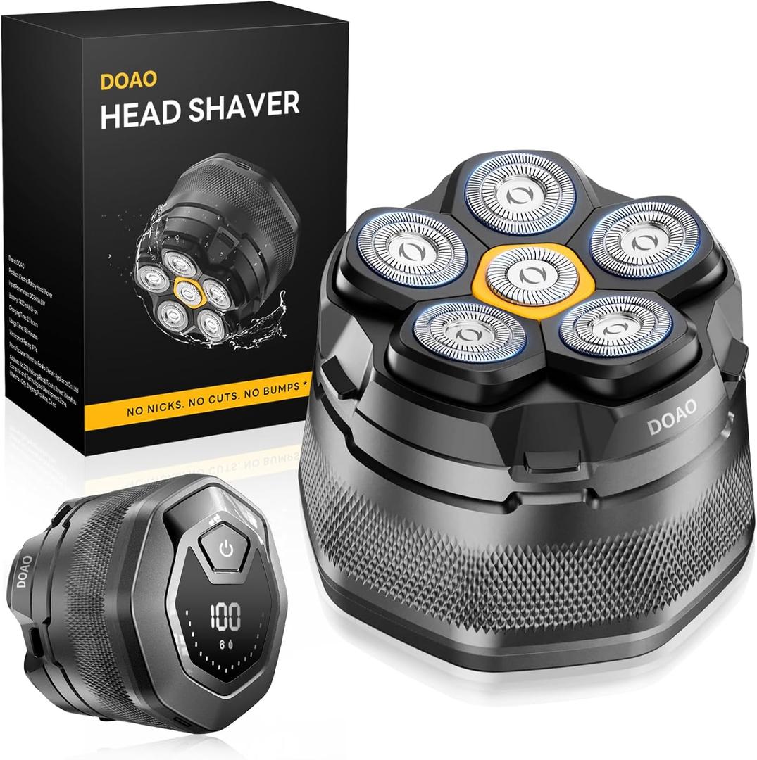 Head Shavers for Bald Men, 6D Magnetic Floating Blades, Smooth Shave in 3 Minutes, USB-C Rechargeable, 180min Runtime, Wet & Dry, Easy Clean, Anti-Slip Design(A6-Plus)