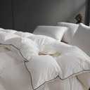 Noiseless Queen Size Down Comforter,Medium Weight All-Season Duvet Insert with 8 Loops,Luxury Bedding Comforter, White,90"x90"