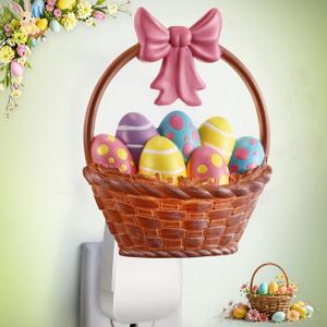 Hohean Easter Wall Fragrance Plug in with Night Light, Compatible with Bath & Body Works Wallflowers Refills, Easter Pink Bow Basket Filled with Eggs, Essential Oil Diffuser for Home, Office