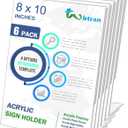 Wbtran Slanted Back Acrylic Sign Stands 8 x 10, Clear Tabletop Display, Plastic Paper Sign Holder for Office, Home, Restaurant (6 Pack)