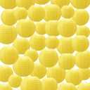 Treela 48 Pcs Paper Lanterns Party Decorations Chinese Round Paper Decor 4/6/8/10 Inch Asian Hanging Lamps Decorative for Graduate Wedding Birthday Party Bridal Parties Supplies(Yellow)