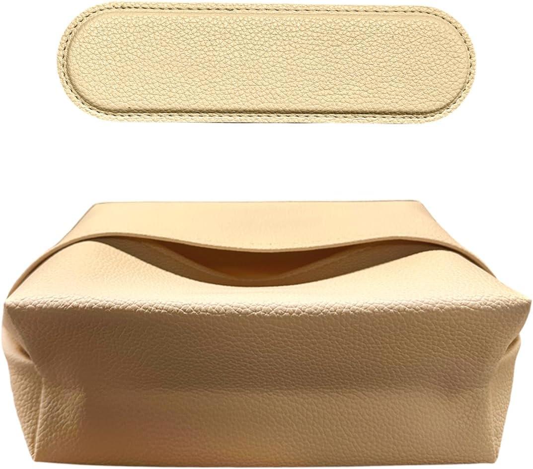 Car Tissue Holder, Leather Tissues Box Keep Vehicle Tidy, Extra Large Auto Napkin Organizer Fit for 100-150 Tissues, Magnetic Installation for Seat Back, Armrest, Center Console (White)
