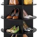 SpaceAid 8 Tier Rotating Shoe Rack Tower, Spinning Shoe Display Lazy Susan, Revolving 360 Shoe Rack Storage Round Carousel, Vertical Handbag Rotate Shoes Closet Organization (8-Tier Black)