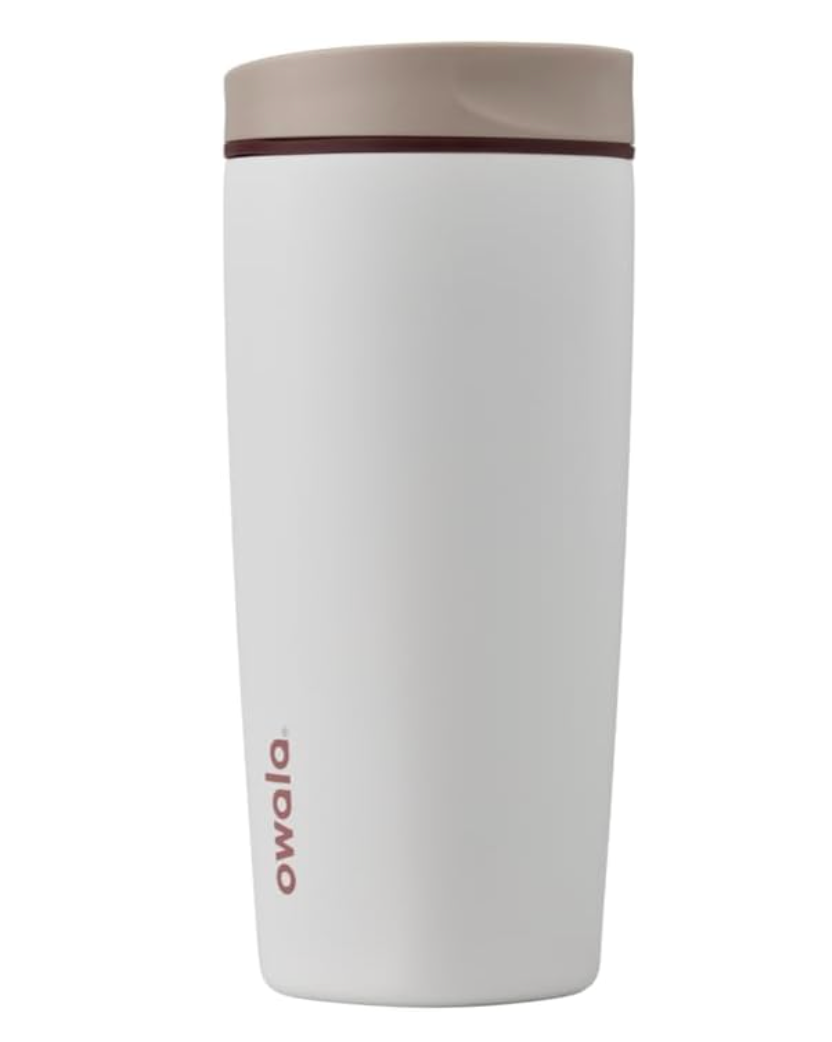 Owala SmoothSip Slider Insulated Stainless Steel Coffee Tumbler, Reusable Iced Coffee Cup, Hot Coffee Travel Mug, BPA Free 20 oz, Vanilla Bean