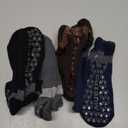 Muezna Men's Non-Slip Yoga Socks, Anti-Skid Pilates, Barre, Bikram Fitness Hospital Slipper Socks with Grips (6-9, Ankle Style White - 3 Pairs)