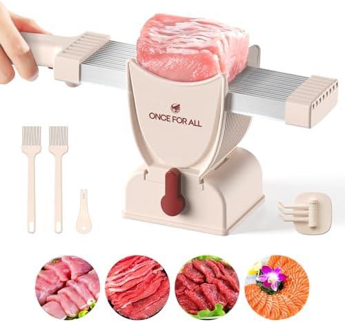 ONCE FOR ALL Meat Slicer Cleaver Kitchen Knife Set For Meat Slicing Shredding, Manual Fresh Meats Cutter Food Slicer For Beef Pork Mutton For Home Cooking BBQ Hot Pot (Pink)