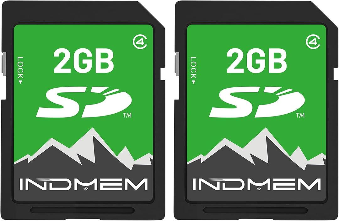 INDMEM 2GB SD Card, 2 Pack 2GB Class 4 Flash Memory Card 2G SLC Standard Secure Digital Cards for Old Digital Camera and Trail Camera