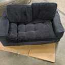 MAXYOYO Bean Bag Chair for Adults, Upholstered Floor Sofa with Armrests, Loveseat Boneless Couch with Tufted Cushion & Backrest, Sofa in A Box, Large Bean Bag Couch for Bedroom Living Room, Black