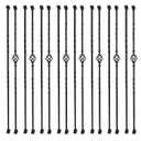 Sidasu 16-Pack Wrought Iron Balusters for Staircase, Hollow Single Basket with Double Twist 1/2" Square Metal Balusters with 32Pcs Baluster Swivel Shoes
