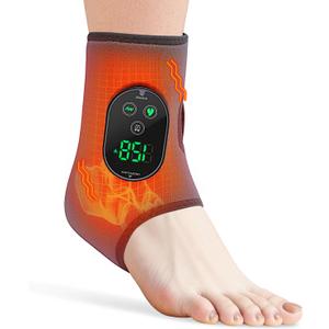 Cordless Ankle Massager for Pain Relief - 3-in-1 Foot Renew Triple Method Massager with 6 Heating and 3 Vibration Levels, 3000mAh Rechargeable Battery, Auto Shut-Off, Gifts for Women Men, Grey