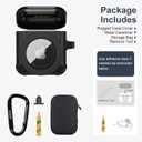 Valkit Compatible Airpods Case and AirTags Case Cover, 2 in 1 Rugged Protective Case Shockproof Air Pod 2 Case for Men Women with Keychain iPod Skin for Airpods 1/2 Gen and Airtag 2021, Black