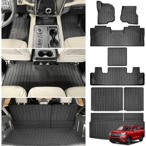 Cargo Mat with Floor Mat Fit For 2018-2024 Ford Expedition/Lincoln Navigator 7Seats Accessories(Not Max or L Models), Cargo Liner Floor Liner Seat Back Cover for Expedition/Navigator 2 Row Bucket Seat