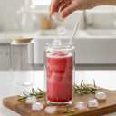 4 Pack Glass Cups with Lids and Straws 12 oz Double Wall Glass Tumbler Insulated Borosilicate Iced Glass Coffee Cups for Iced Coffee, Smoothies, Tea, Juice (Clear)